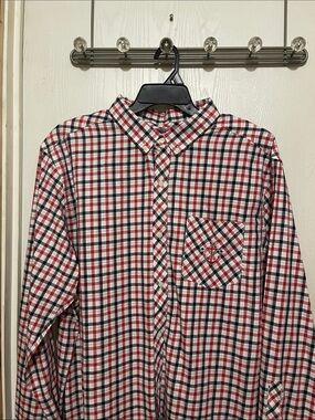 Disney Cruise Line Men’s Red & Blue Check Button-Down Shirt XXL